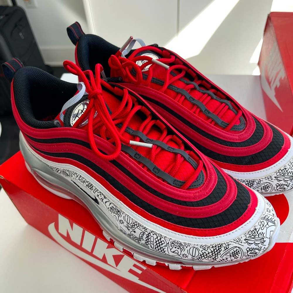 Nike Air Max 97 Red and Black with Silver Accents